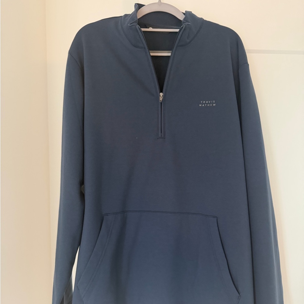 Travis Mathew Blue Quarter Zip Pullover Golf Performance Lightweight Layer